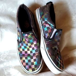 Vans Off The Wall Men Size 4 plaid checkered black & multi color
